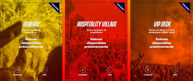 Categorías de las entradas para Creamfields Chile 2023