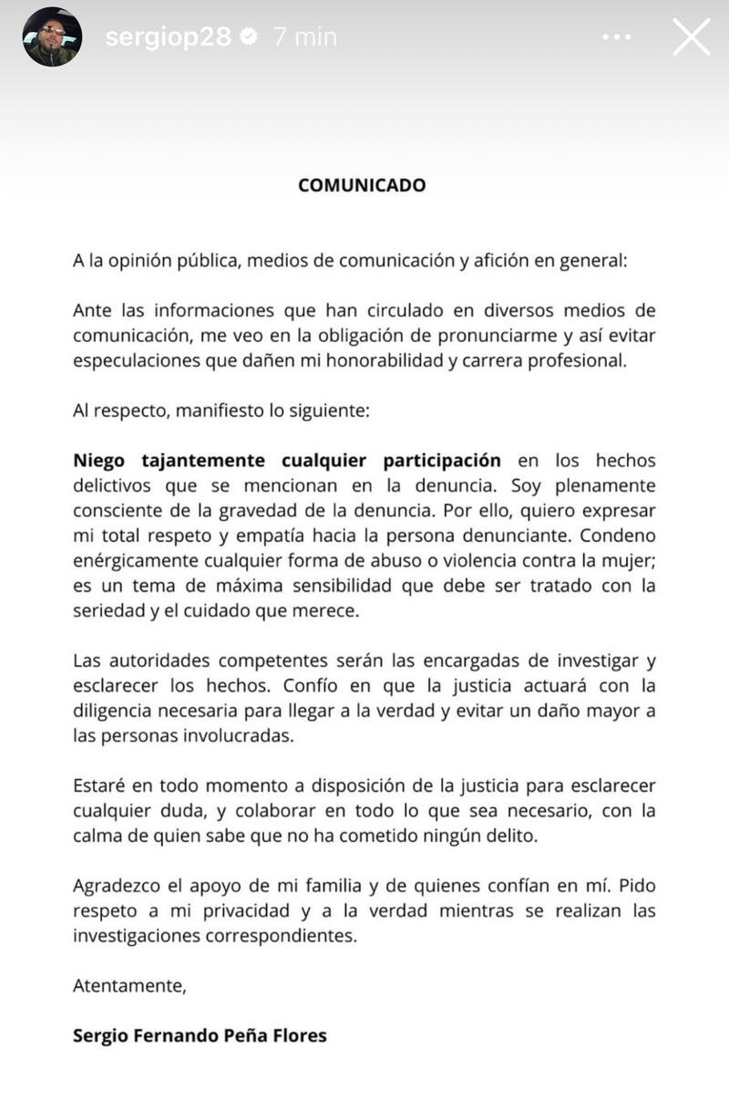 Emitio un comunicado en sus redes sociales.