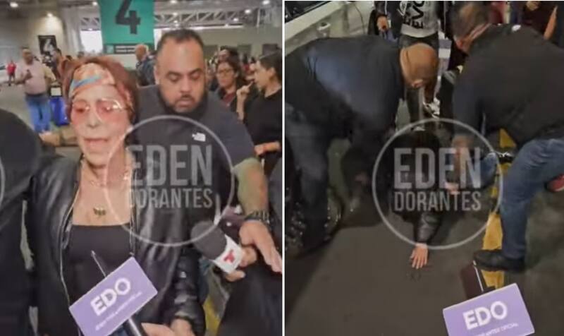 Alejandra Guzmán se cayó en el aeropuerto. Créditos: Pantallazo YouTube