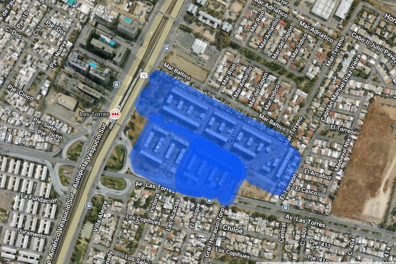 Sector afectado por corte de luz.