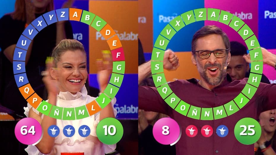 Rayén Araya y Daniel Matamala se enfrentaron por el rosco de "Pasapalabra"/ Chilevisión