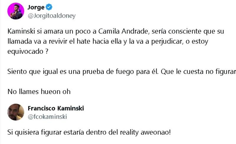 Cruce entre Jorge Aldoney y Francisco Kaminski. Créditos: X