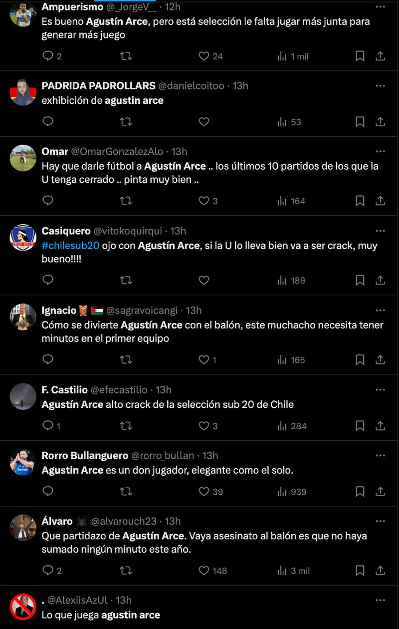 Comentarios de los hinchas sobre Agustín Arce.