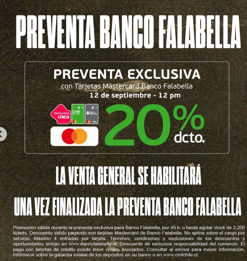 El artista se presentará en Chile.