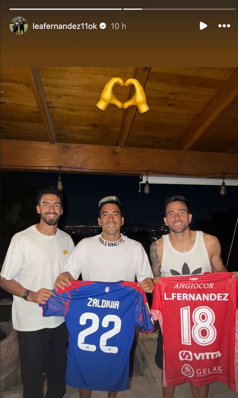 Leandro Fernández llegó a Chile este lunes y se juntó con Zaldivia y Lucero.