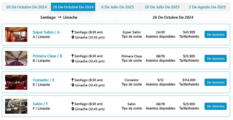 Pasajes Tren del Recuerdo 26 de octubre.