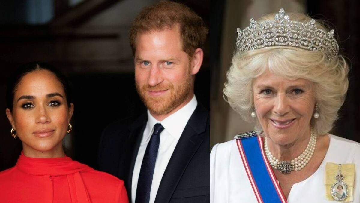 La Reina Camilla mostró una inédita fotografía familiar con el príncipe Harry y Meghan Markle