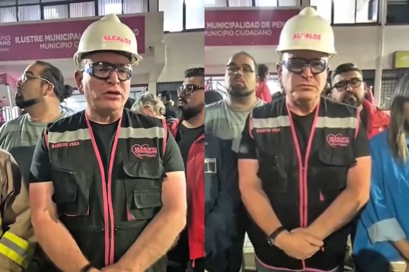 El alcalde se convirtió en una figura clave durante el combate de los incendios en Penco, solicitando la ayuda de las autoridades. Créditos: Rodrigo Vera Riquelme en Instagram.