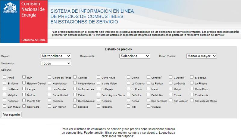 Ingresa a la plataforma Bencina en Línea para conocer dónde está más barato el precio de las bencinas. Créditos: CNE.