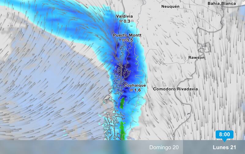 Imagen de Meteored para parte de la zona afectada el lunes 21 de abril a las 08:00 de la mañana.