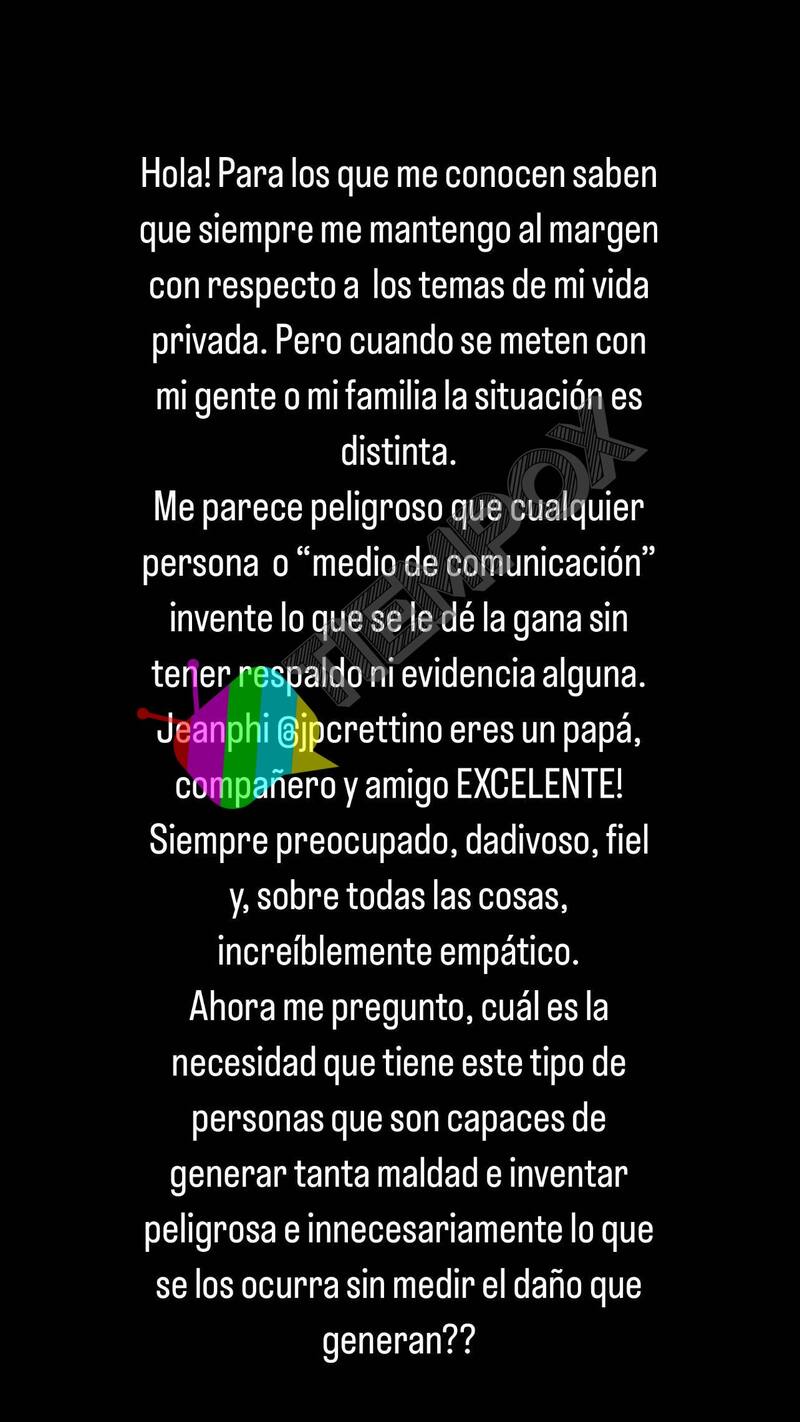 El mensaje de María Paz Igualt a Jean Philippe Cretton