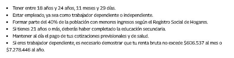 Estos son los requisitos.