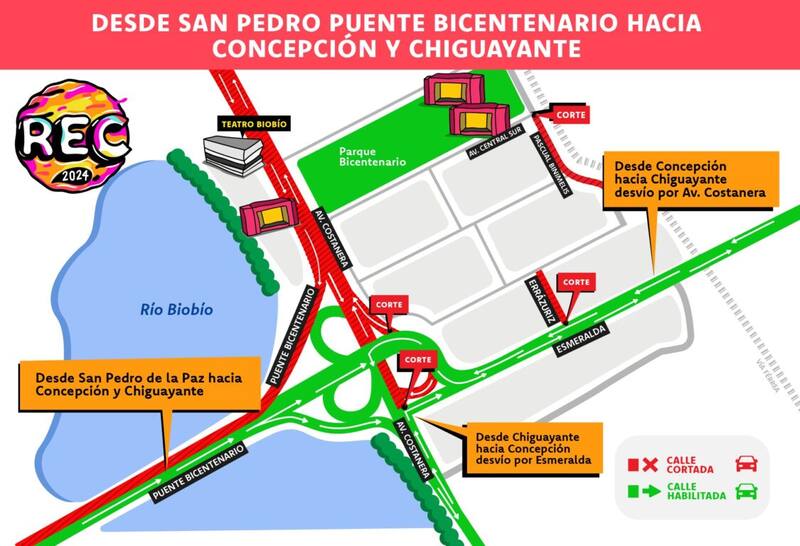 Desvíos para este fin de semana en Concepción.