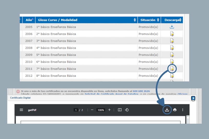 Deberás seleccionar esos botones para descargar el documento.