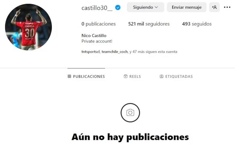 Nicolás Castillo eliminó todas las publicaciones de su Instagram