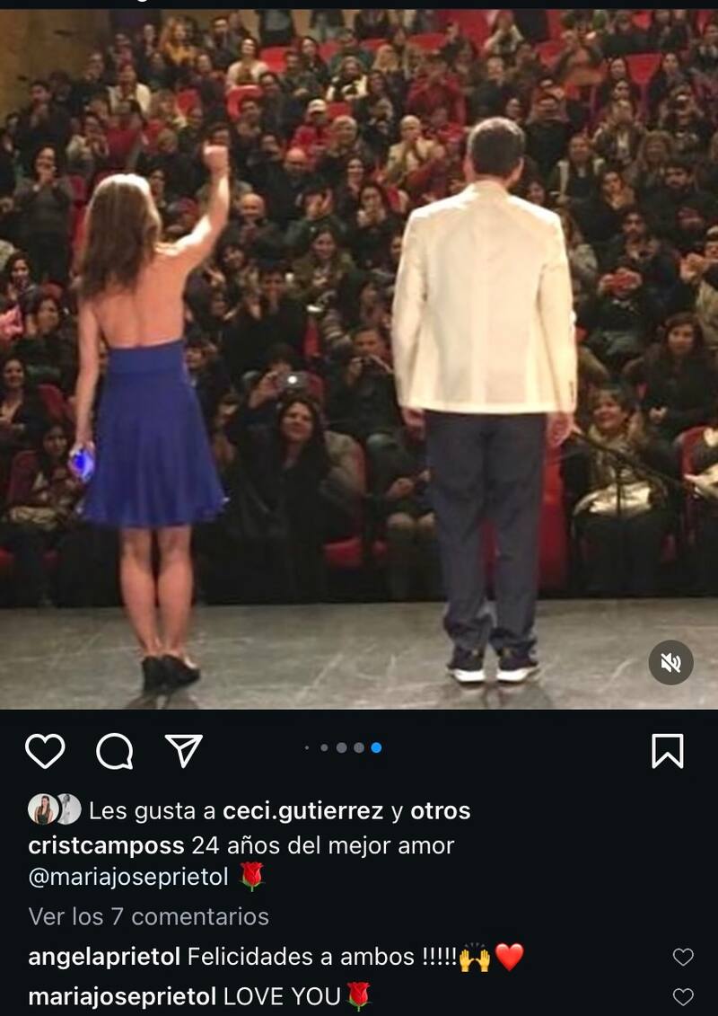 Cristián Campos y María José Prieto celebran 24 años de relación.