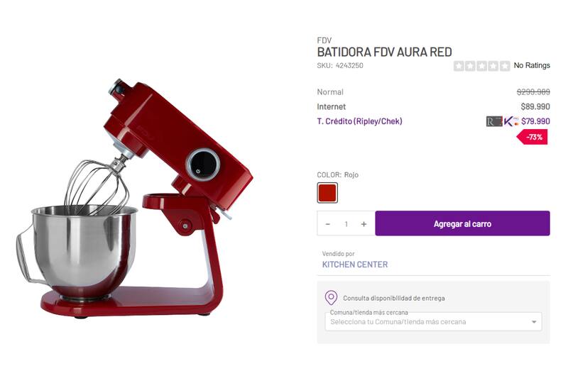 Si tienes tarjeta Ripley o Check, podrás obtener un descuento del 73% en esta batidora.