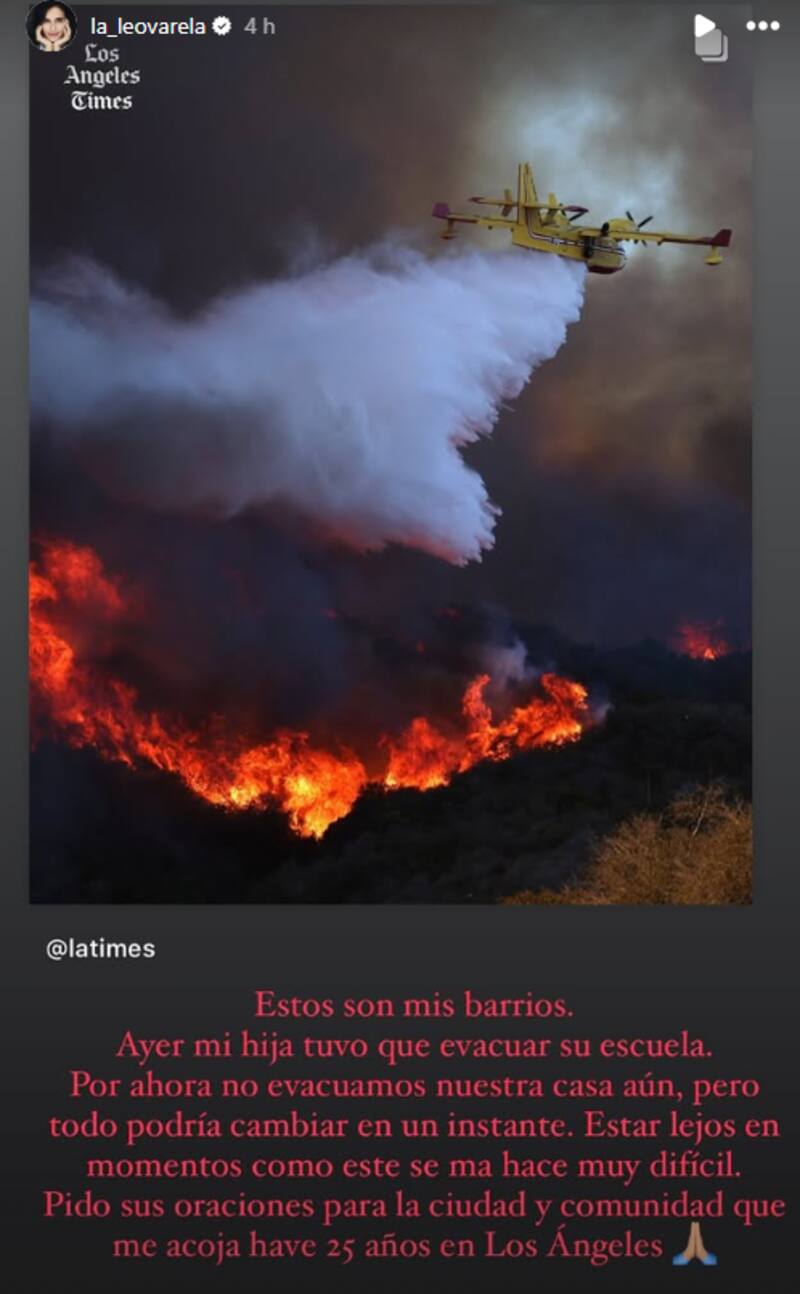 comparte historia refiriéndose a los incendios que afectan a Los Ángeles.