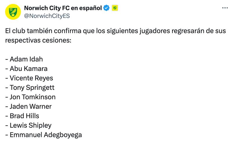 Norwich City confirma el regreso del chileno Vicente Reyes.