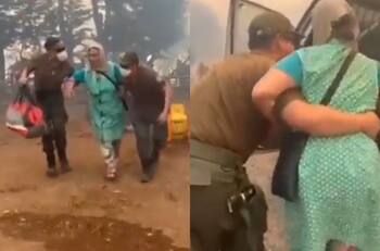 VIDEO | El dramático rescate de Carabineros a adulta mayor con discapacidad visual desde incendio en Cholchol