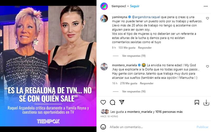 La respuesta de Yamila Reyna a Raquel Arganoña en TiempoX