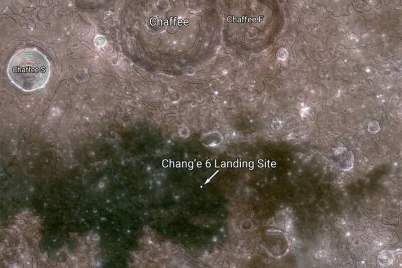 Este es el punto exacto donde aterrizó la misión Chang'e 6 en la Luna.