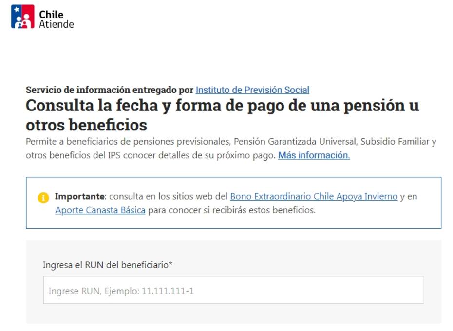 A través de la plataforma de Chile Atiende puedes saber las fechas de pagos de estos beneficios. Créditos: ChileAtiende.