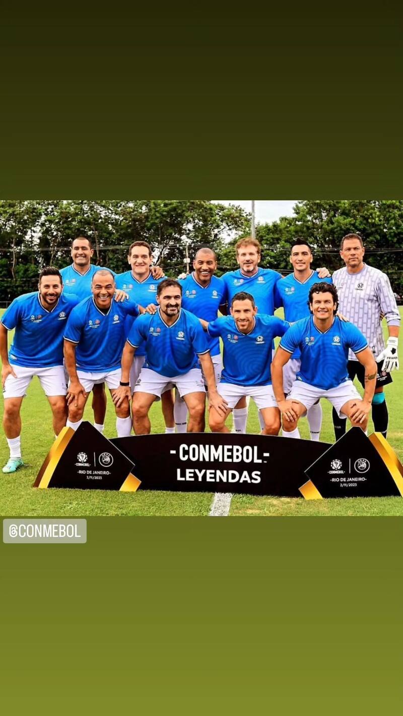 Fabián Monzón en partido de leyendas de la Conmebol.