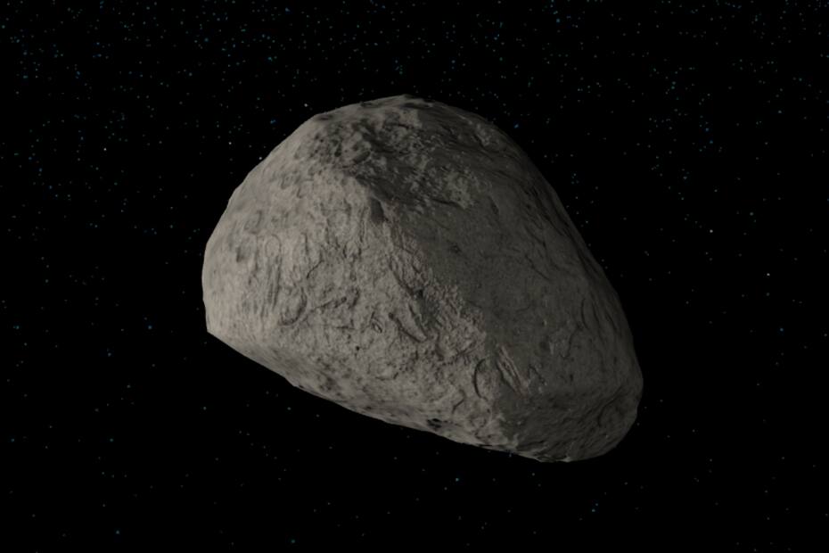 Así se ve una recreación del asteroide Apophis, el que mide 335 metros de ancho.