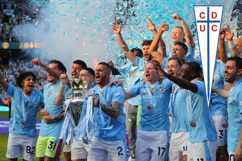 "De tetracampeón a tetracampeón", fue el mensaje de los Cruzados a los Citizens. Foto: EFE.