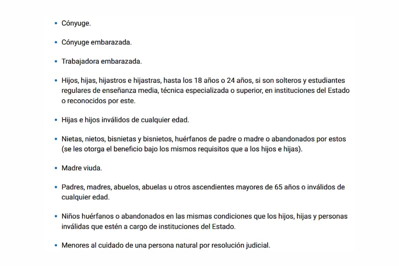 Estas son las cargas por las que se paga el bono.