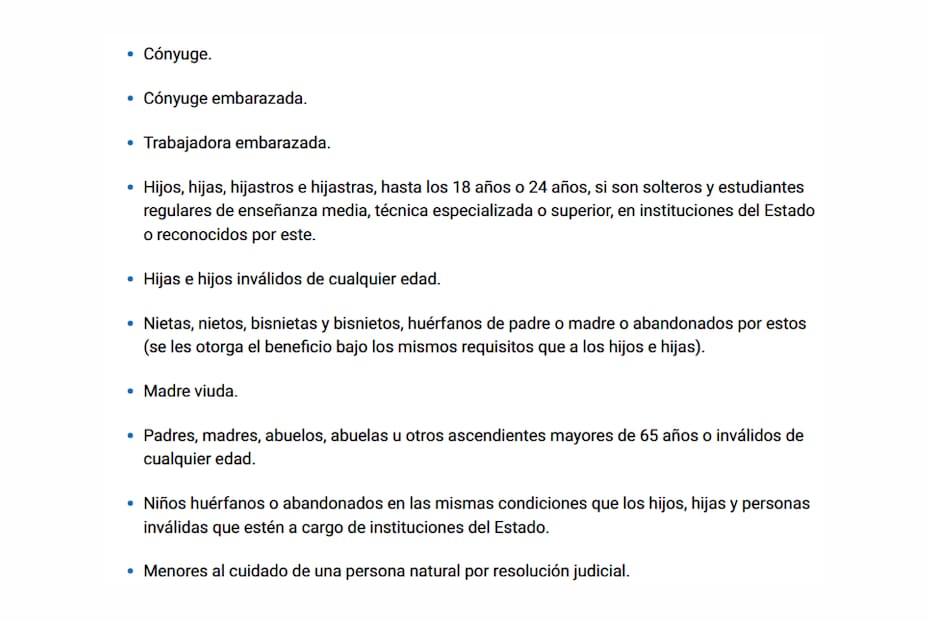 Estas son las cargas por las que se paga el bono.