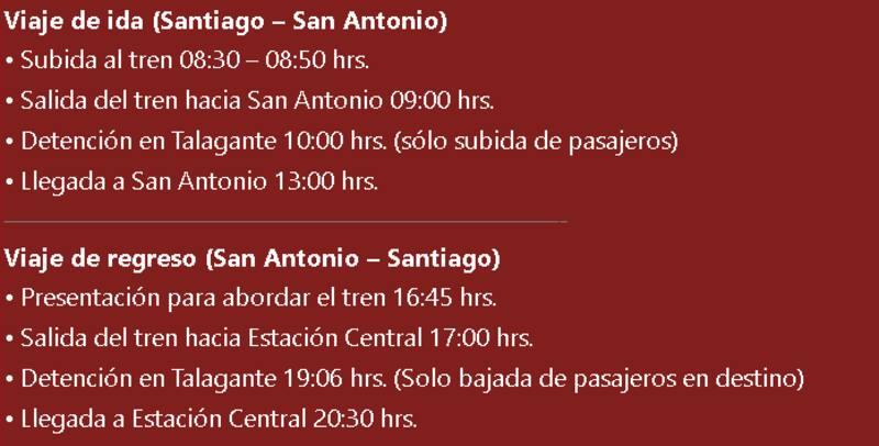 Programa de viaje Santiago San Antonio - Tren del Recuerdo 15 de diciembre.