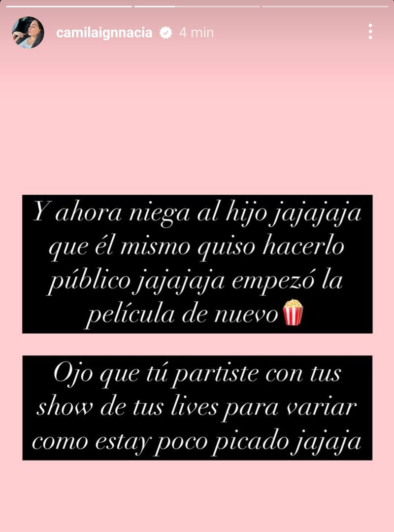 Historias de Camila Sepúlveda, borradas minutos después.