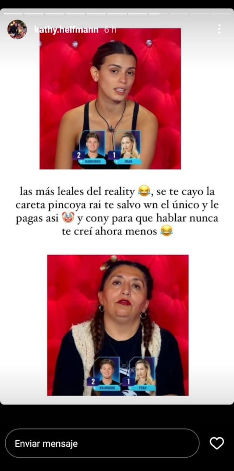 Críticas de la madre de Raimundo Cerda.