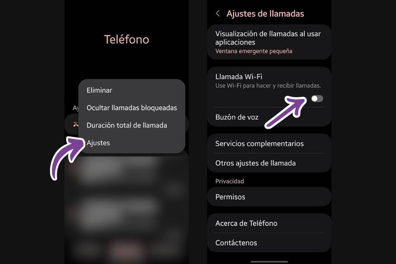 Deberás entrar a los ajustes de llamadas primero.