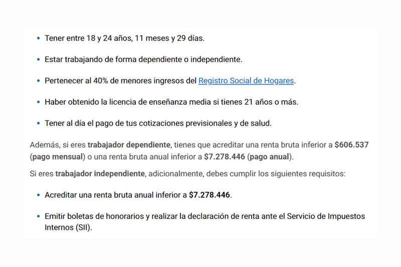 Estos son los requisitos para recibir el beneficio.