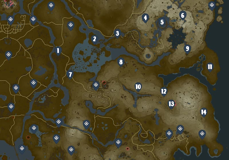 Esta es la ubicación de los Santuarios ubicados en la superficie de Lanayru en Zelda: Tears of the Kingdom. Créditos: Tecno Game - IGN - Nintendo.