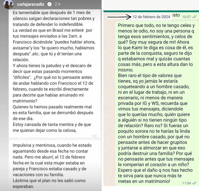 Carla Jara desenmascaró a Camila Andrade. Créditos: Instagram