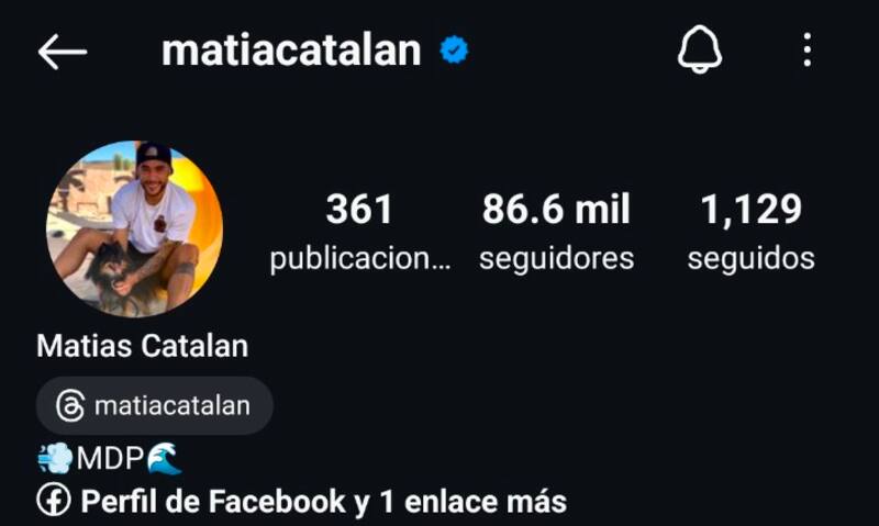 Matías Catalán borró a Talleres de Córdoba de su descripción en Instagram