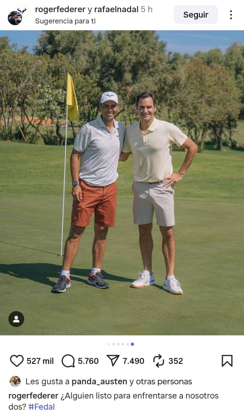 Federer y Nadal jugando golf.