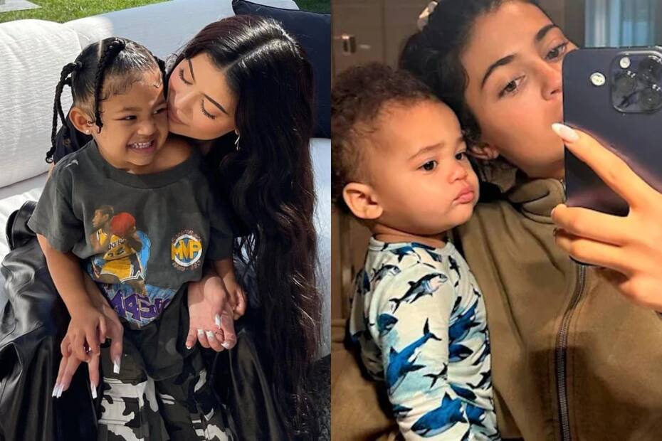 Kylie Jenner junto a sus dos hijos, Stormi y Aire