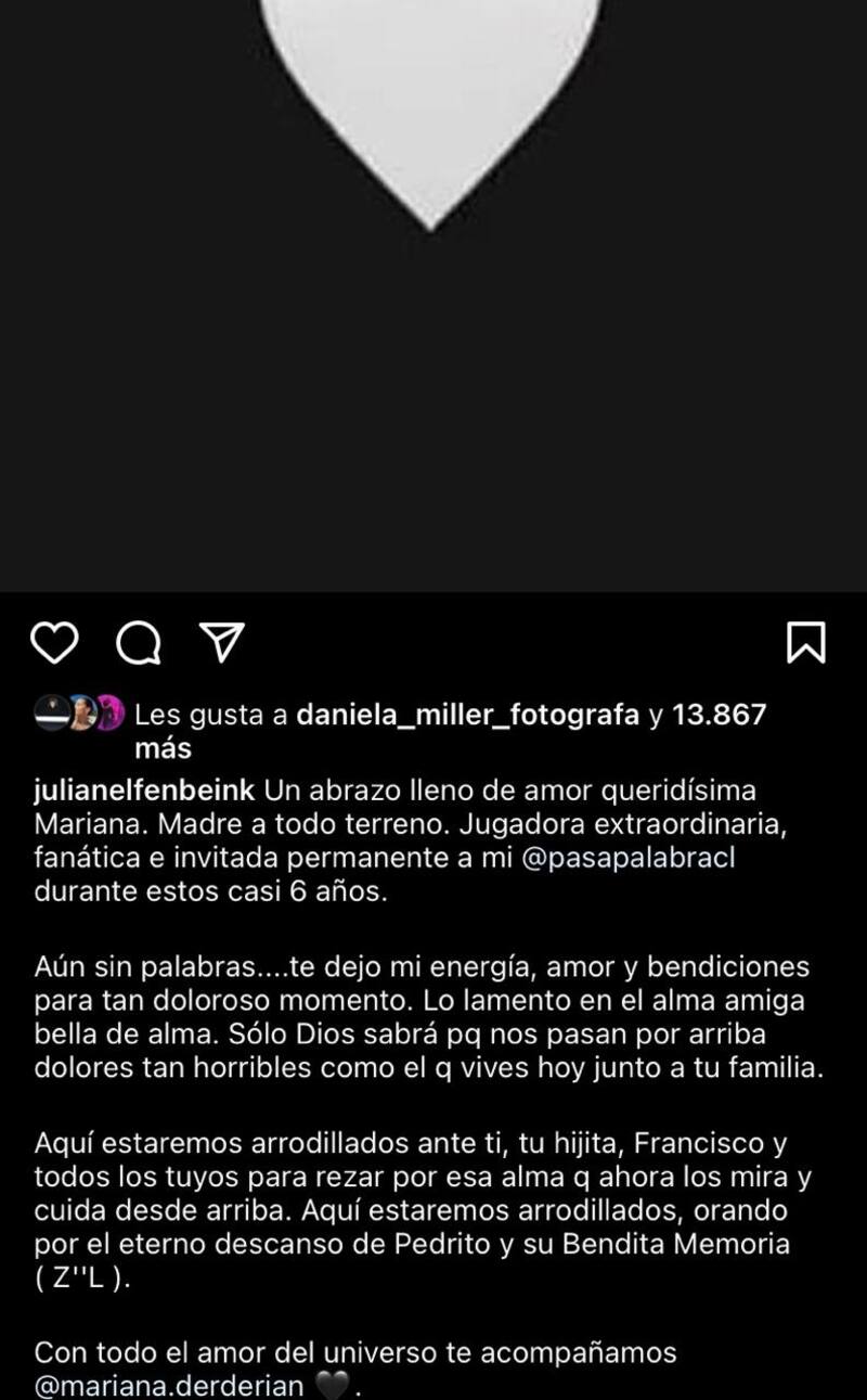 Julián Elfebain le envió condolencias a Mariana Derderián.