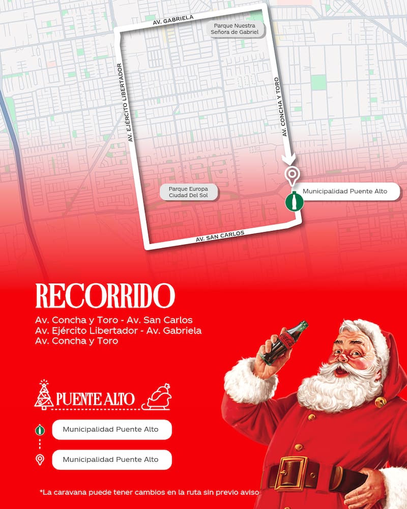 Por estas calles de Puente Alto pasará el evento navideño. Foto: Coca Cola Chile.