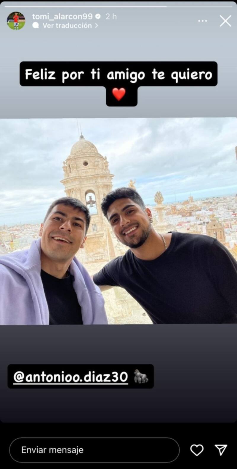 El mensaje de Tomás Alarcón a Antonio Díaz.