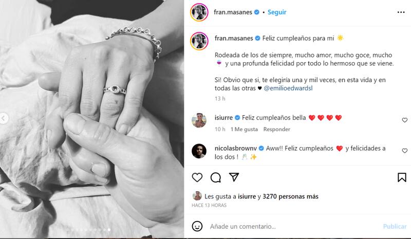 Publicación de Instagram de Fran Masanes