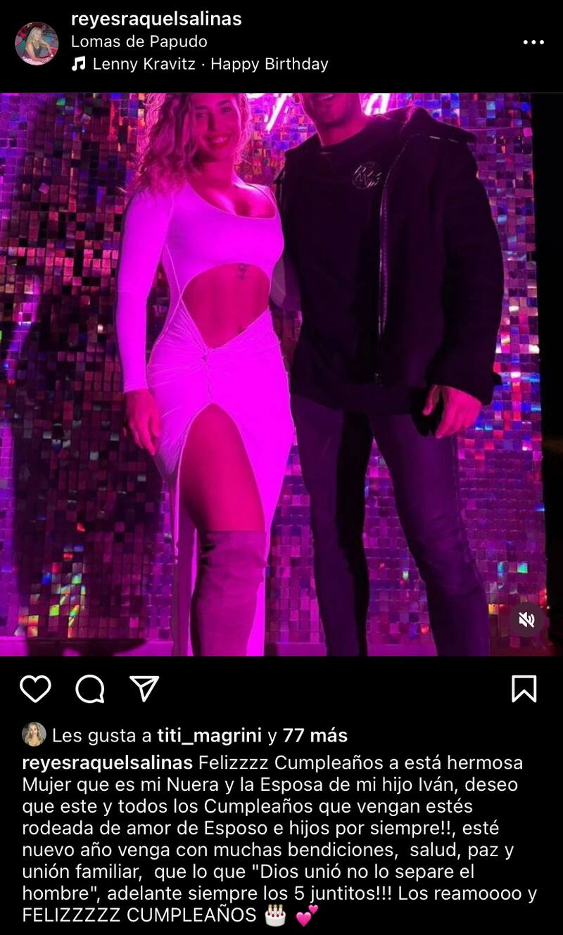 Madre de Iván Cabrera felicitó a su nuera, Titi Magrini.