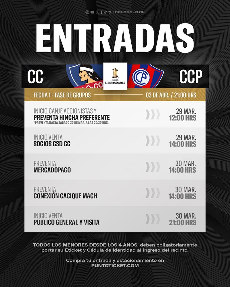 Así anunció Colo Colo la venta de entradas para el debut en Copa Libertadores