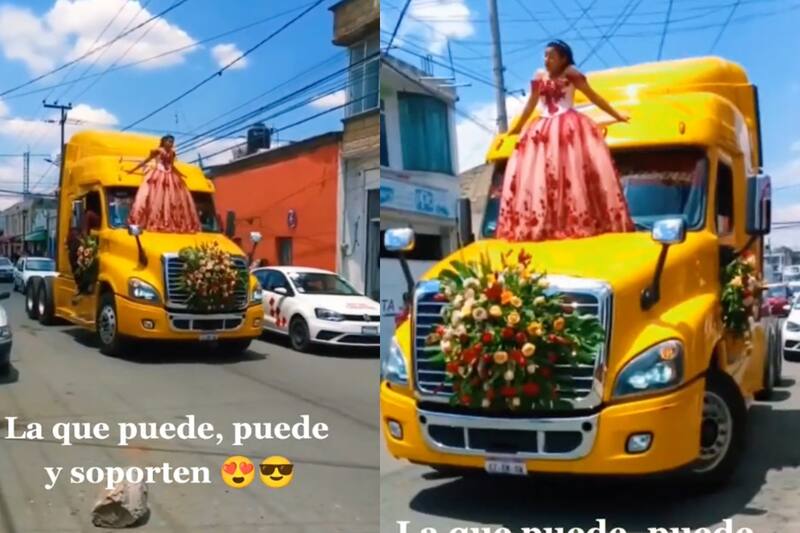Quinceañera se hace viral por llegar en tráiler a su fiesta.