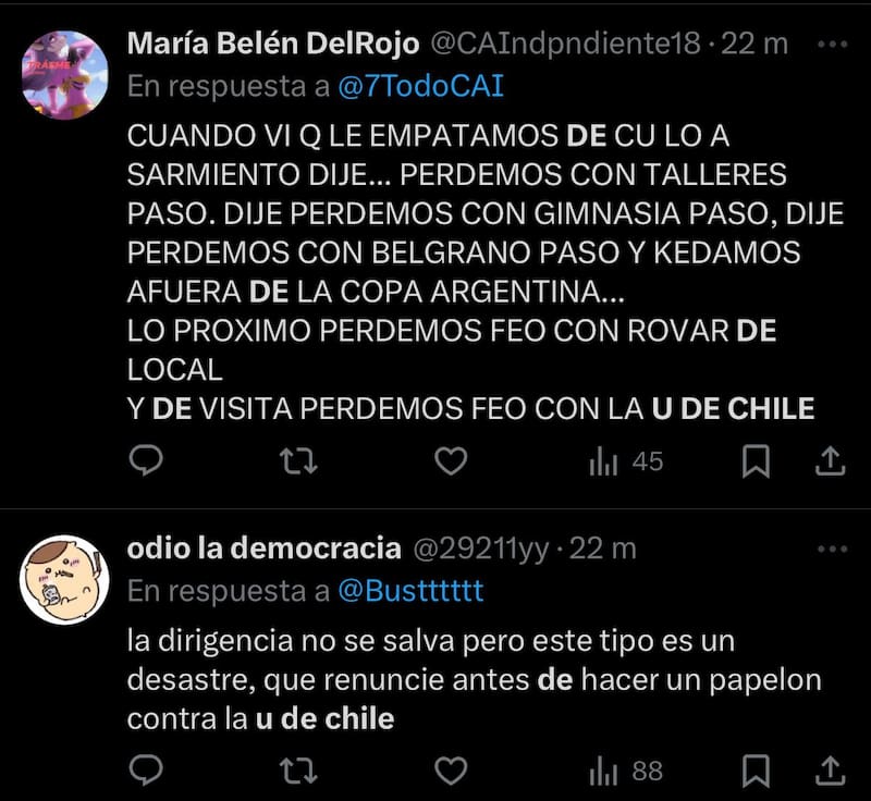 Hinchas de Independiente sobre la llave de Copa Sudamericana.